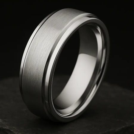 Silver ring brushed texture on a dark surface