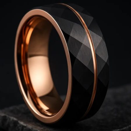 Obsidian Rose Gold Apex Tungsten Band 8mm