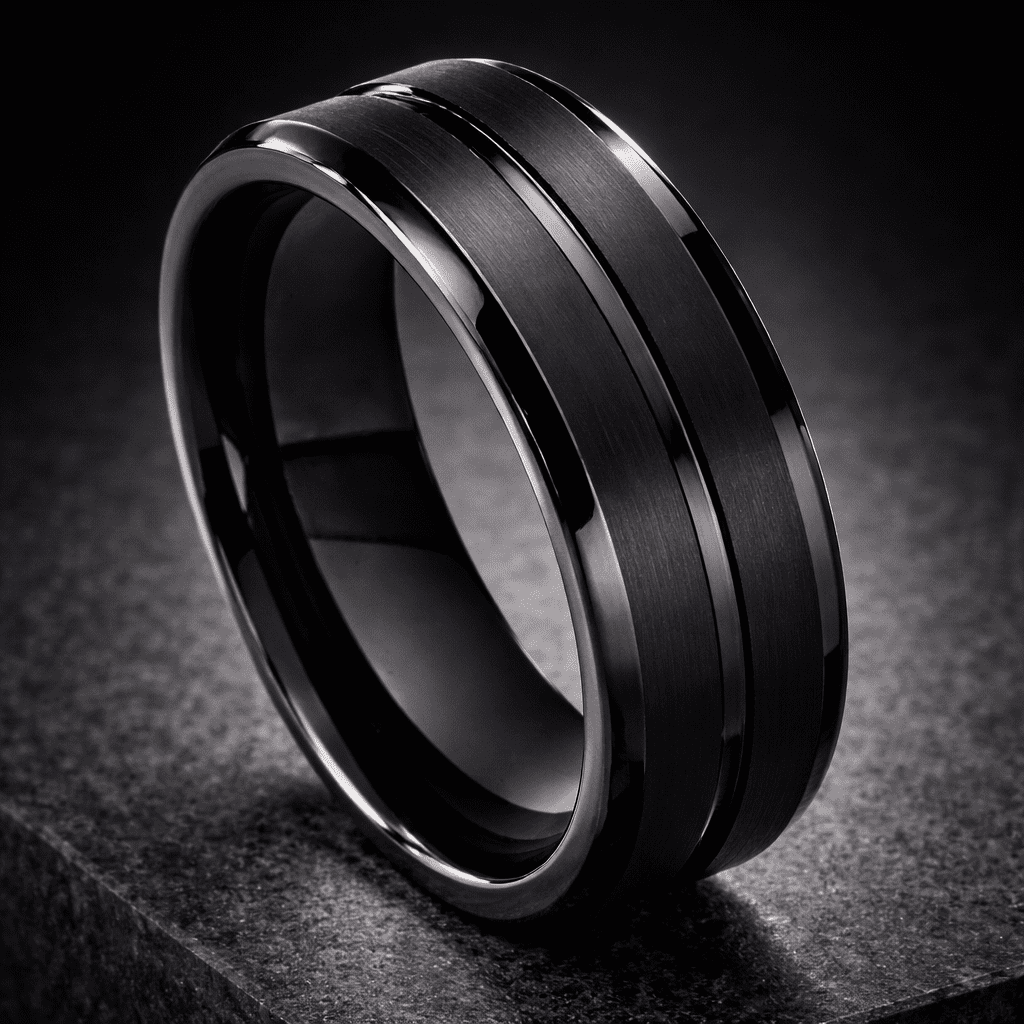 Midnight Groove Tungsten Band 8mm